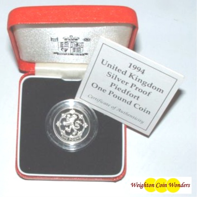 1994 Silver Proof PIEDFORT £1 - Click Image to Close
